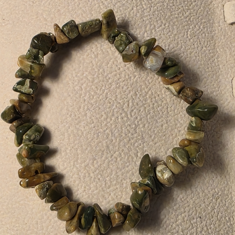 Gemstone Chip Stretch Bracelet – Jasper – Green – 153 - Picture 2 of 3